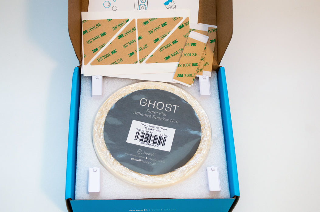 Ghost Wire 2.0, Super Flat Adhesive Wire, 16 AWG (2 conductor) or 18 AWG (4 conductor), White Ghost Wire Sewell 2 Conductor Kit- NEW 50ft SW-33180-50