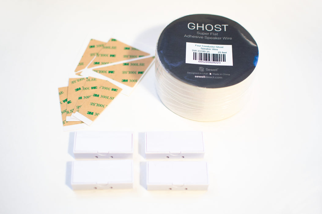 Ghost Wire 2.0, Super Flat Adhesive Wire, 16 AWG (2 conductor) or 18 AWG (4 conductor), White Ghost Wire Sewell 
