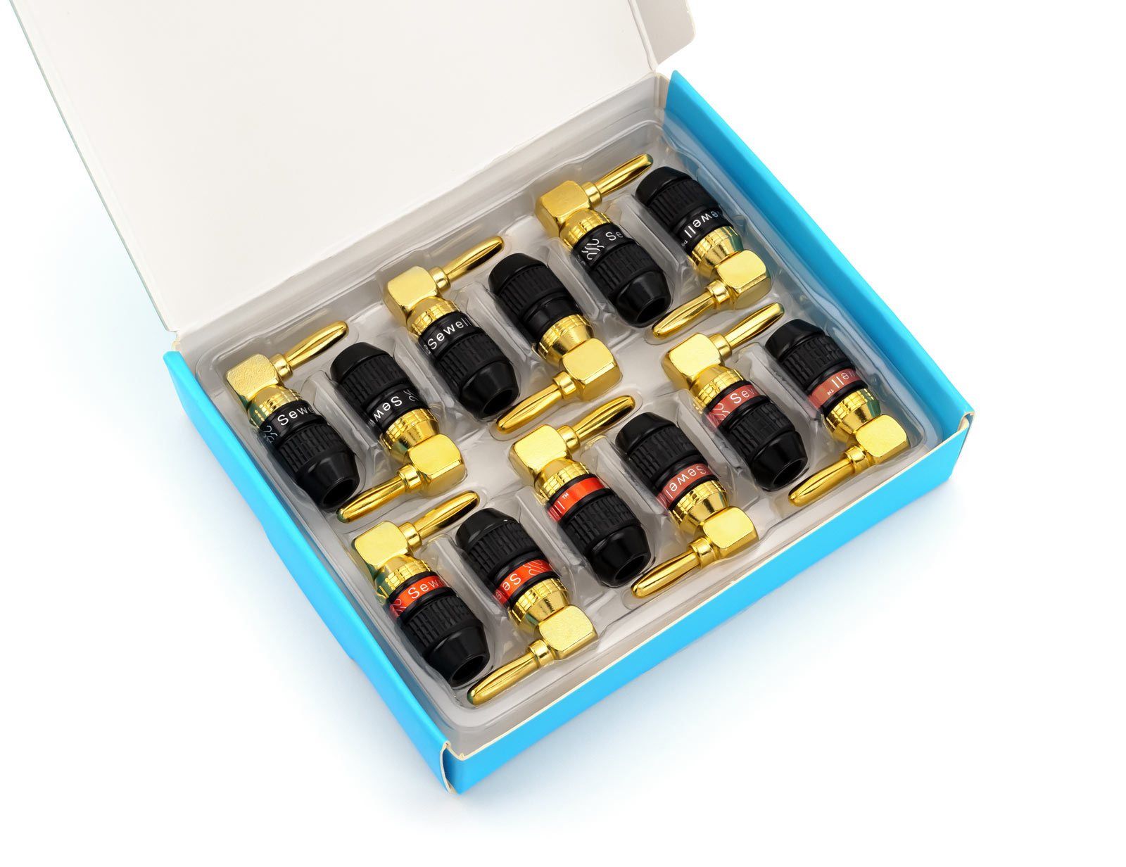 Deadbolt Right Angle Banana Plugs | Low Profile 4mm Speaker by Sewell ...