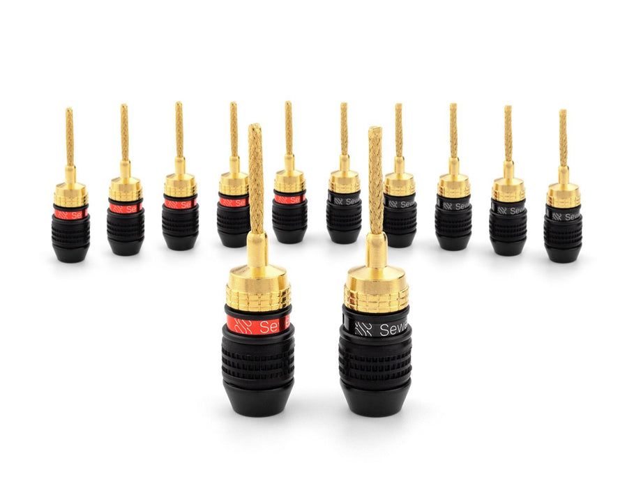 Deadbolt Flex Pin Banana Plugs for Spring Loaded Speaker Terminals Sewell Direct 6 Pack SW-33116-6