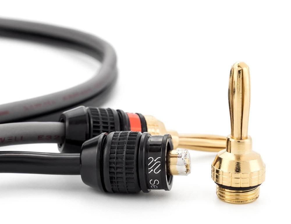 Sewell Deadbolt 12 AWG Speaker Wire - 6ft With Gold Banana Plugs, 259 Strand Pure Copper Cable